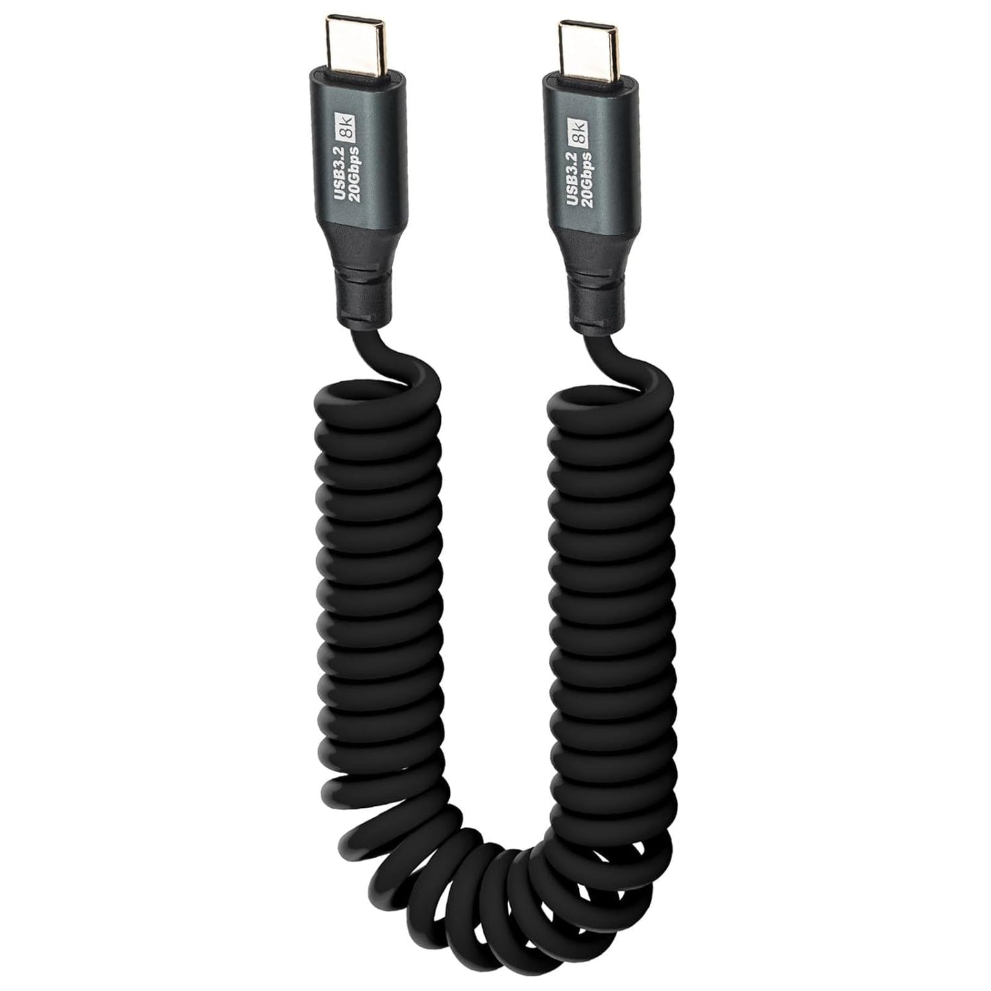 0.5M-1.8M Freely Stretchable USB C Cable,Spring Type C Cable Fast Charging Coiled USB-C to USB-C Lead for Car,Samsung Galaxy, iPhone 16/15 Series,Google Pixel, Macbook, iPad