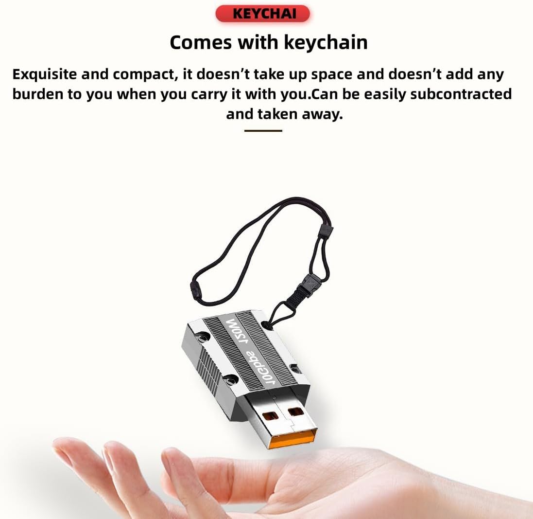 2 Pack USB A to USB C Adapter, 120W USB 3.1 A Male to USB C Female Adapter 10Gbps Data Transfer 8K@60Hz Hd Display Aluminum Alloy Material for iPhone 15,Laptop,Power Bank,Steam Deck,AirPods