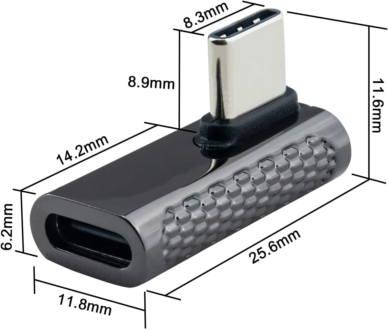 2PCS USB C Adapters,Right Angle USB3.1 C Male to Female Adapters Support 20Gbps Data Transfer 100W PD Fast Charging for MacBook Pro,iPad Pro,Nintendo Switch,Steam Deck