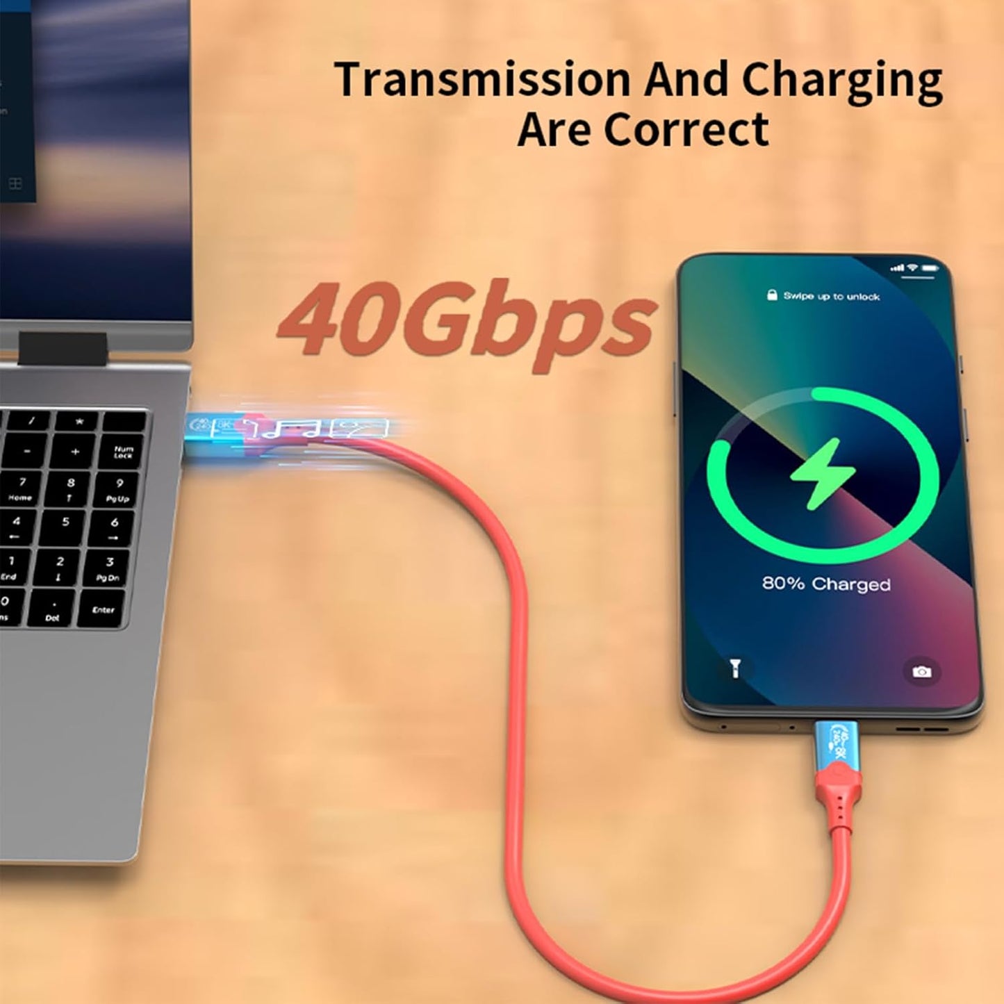 2M/6.56Ft 240W USB4 Extension Cable, 40Gbps USB4.0 C Male to C Male Cable,48V/5A Charging Power 8K@60Hz HD Display for iPhone 15 Series,Samsung Galaxy,Macbook,Power Bank,Laptop,Switch Visit the Leehitech Store