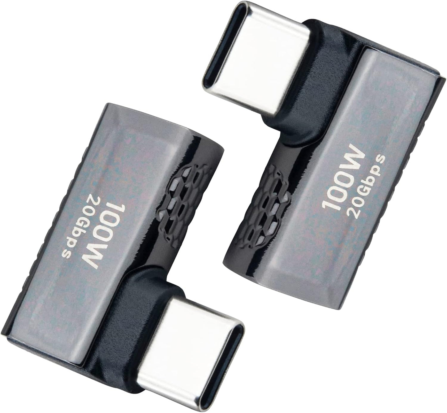 2 Pack 90 Degree USB C Adapter, 20Gbps Right Angle USB3.2 Gen2 C Male to C Female Adapter,100W Fast Charging And 8K Video Display for Thunderbolt 4/3, MacBook,Laptop,Steam Deck and More