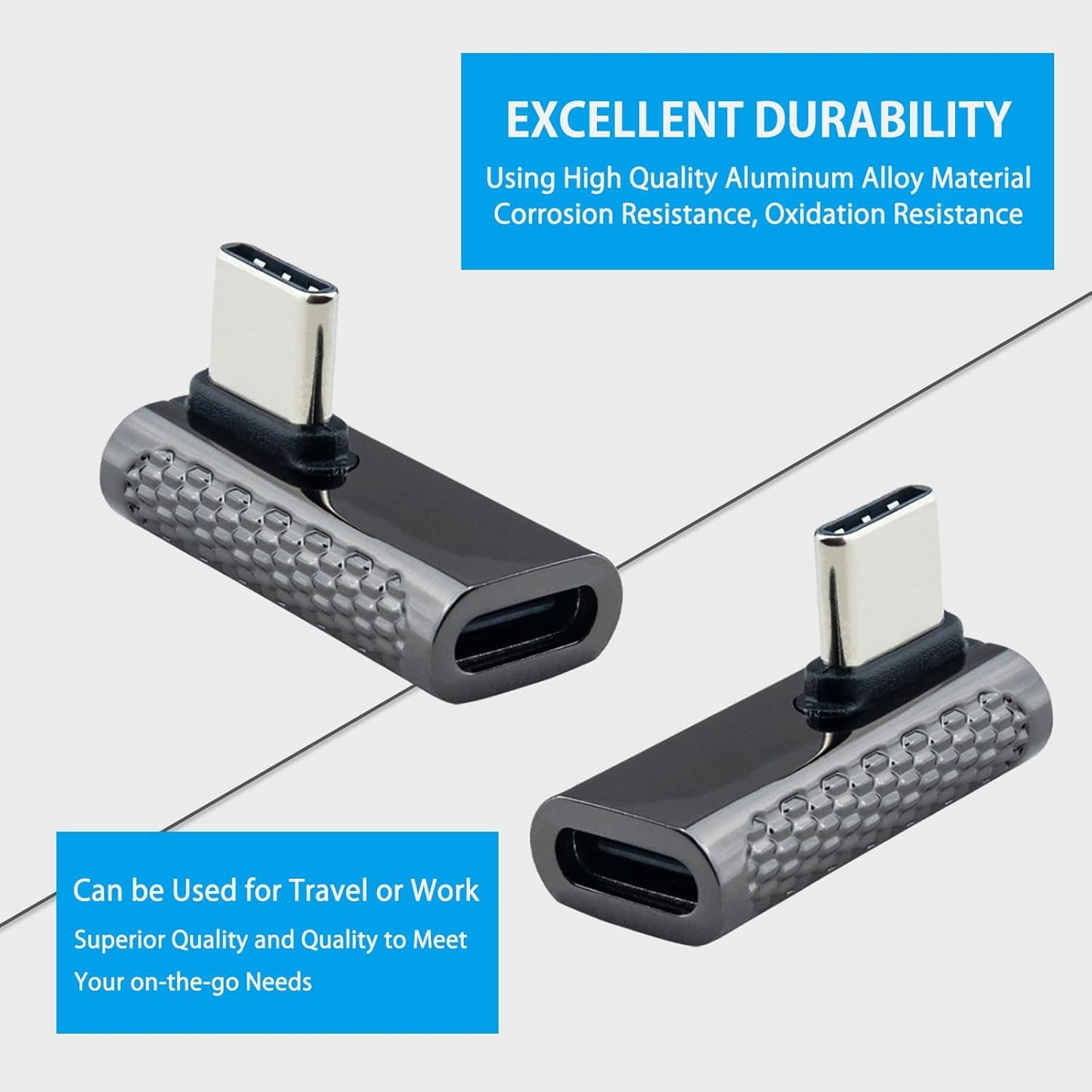 2PCS USB C Adapters,Right Angle USB3.1 C Male to Female Adapters Support 20Gbps Data Transfer 100W PD Fast Charging for MacBook Pro,iPad Pro,Nintendo Switch,Steam Deck