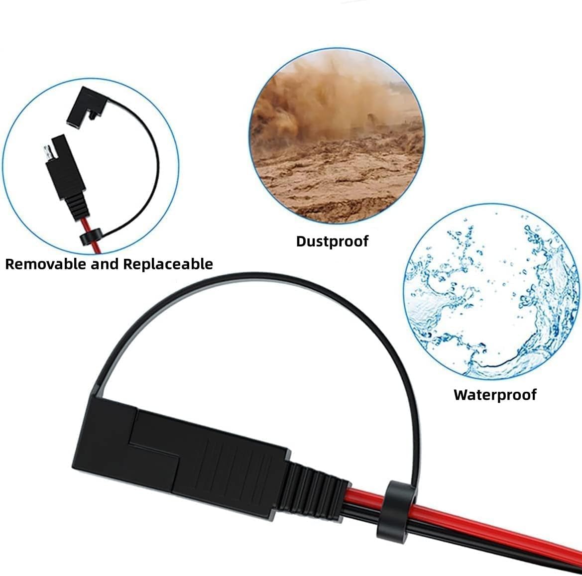 1.2M/3.94FT 12V-24V SAE to Cigarette Lighter Plug Cable 16AWG Cigarette Lighter Male to SAE 2 Pin Quick Release Plug Adapter Extension Cable for Motorcycle, Car, Tractor,Boat,Solar Panel