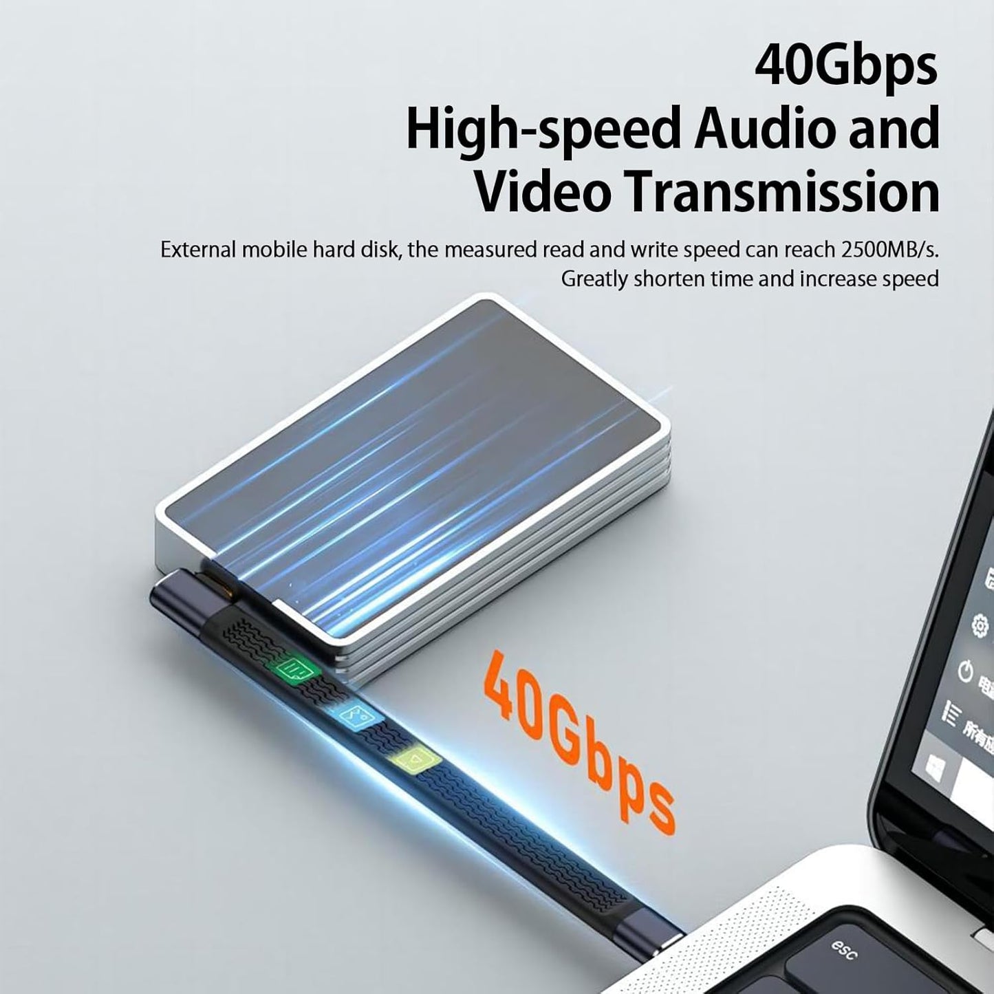 2×13CM 240W USB4.0 Short Cable, 40Gbps Right Angle USB C (Male to Male+Male to Female) Cable, 48V/5A Charging Power 8K@60Hz HD Display for iPhone 15 Series,Macbook,Power Bank,Laptop,Switch