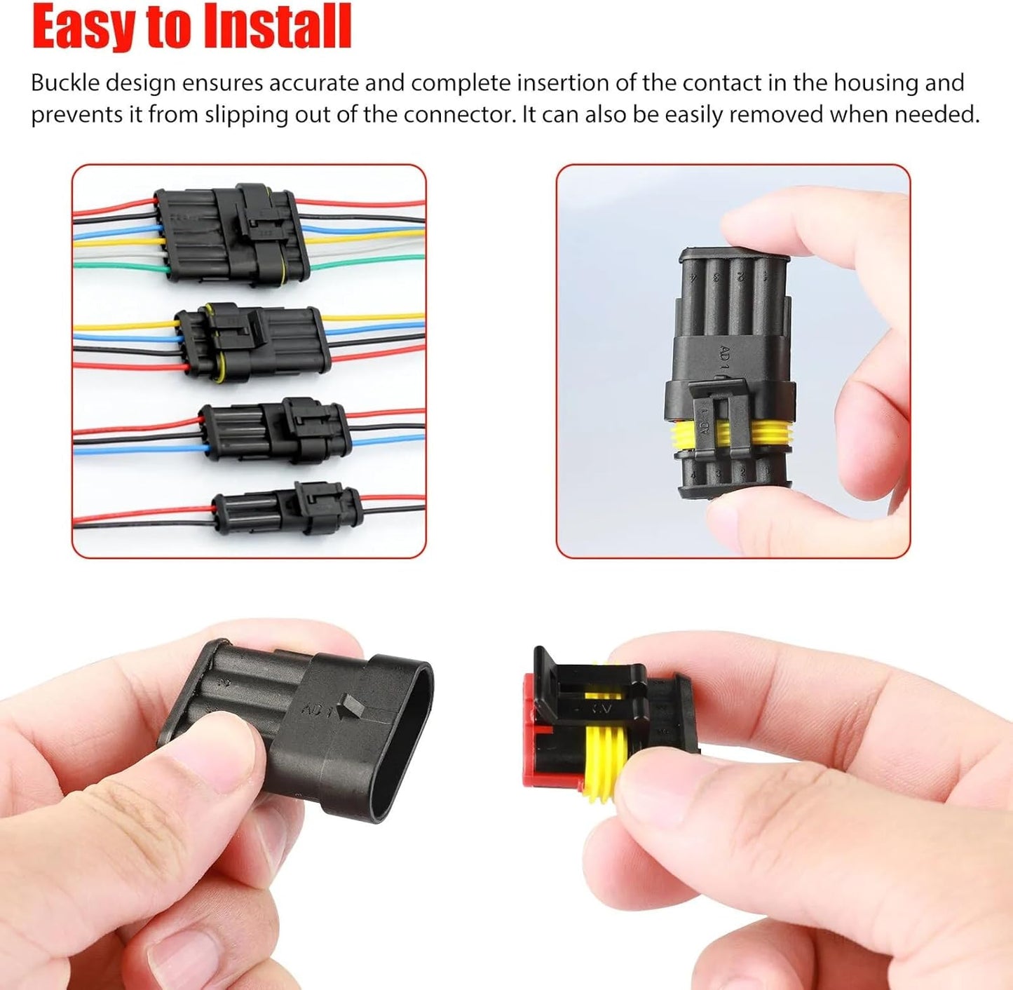 708PCS Car Waterproof Electrical Connectors, 1/2/3/4/5/6 Pin Waterproof Wire Connectors Kit, Automotive Electrical Terminal Plugs and Connectors for Motorcycle, Scooter, Car, Truck, Boats