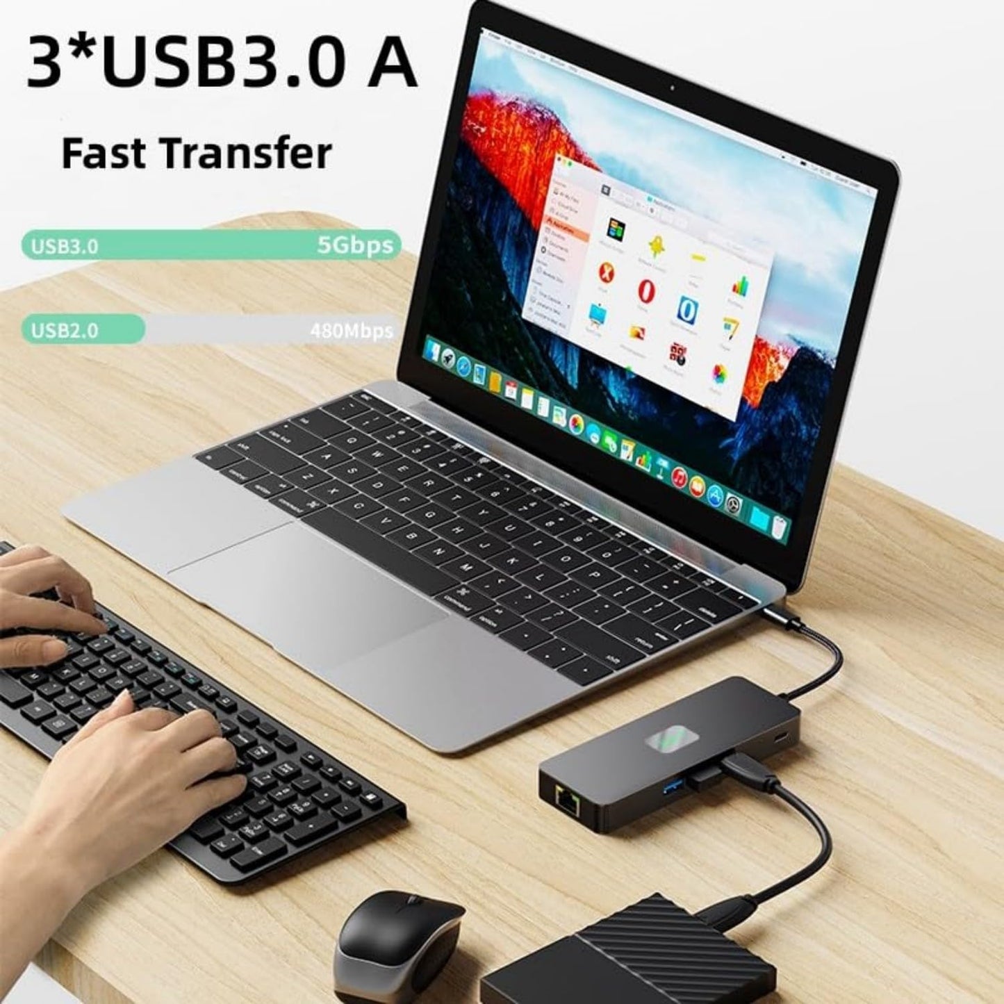 USB C Laptop Dock 8 in 1 USB C Docking Station Dual Monitor with【2 * 4K HDMI+1G RJ45 Ethernet+3*USB3.0 A+DP Port+PD100W Charging Port】for MacBook,iPad,Lenovo,Surface,XPS, ThinkPad and More