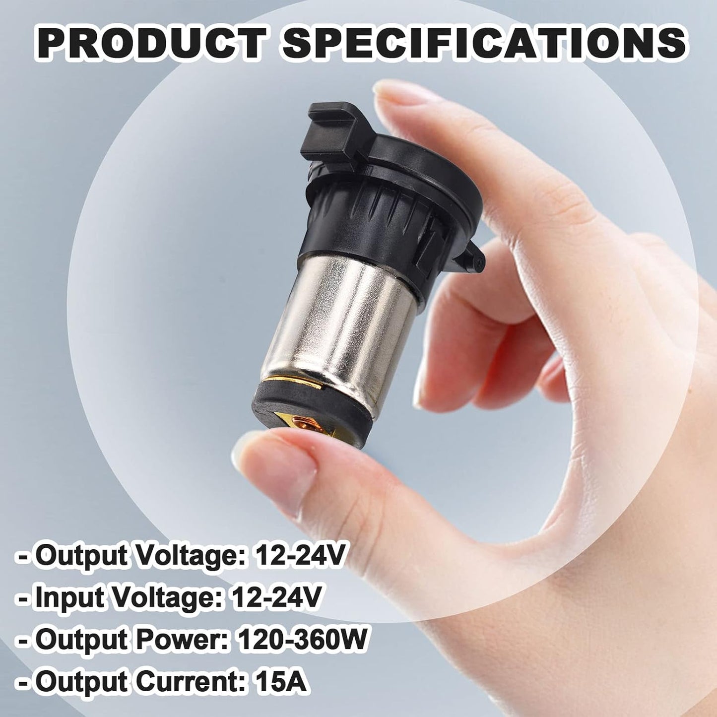 12V Cigarette Lighter Socket Waterproof Marine Grade 12V Female Socket Plug Outlet Car Cigarette Lighter Dust Plug for DC 12V-24V Marine Boat Motorcycle,Riding Mower, Tractor