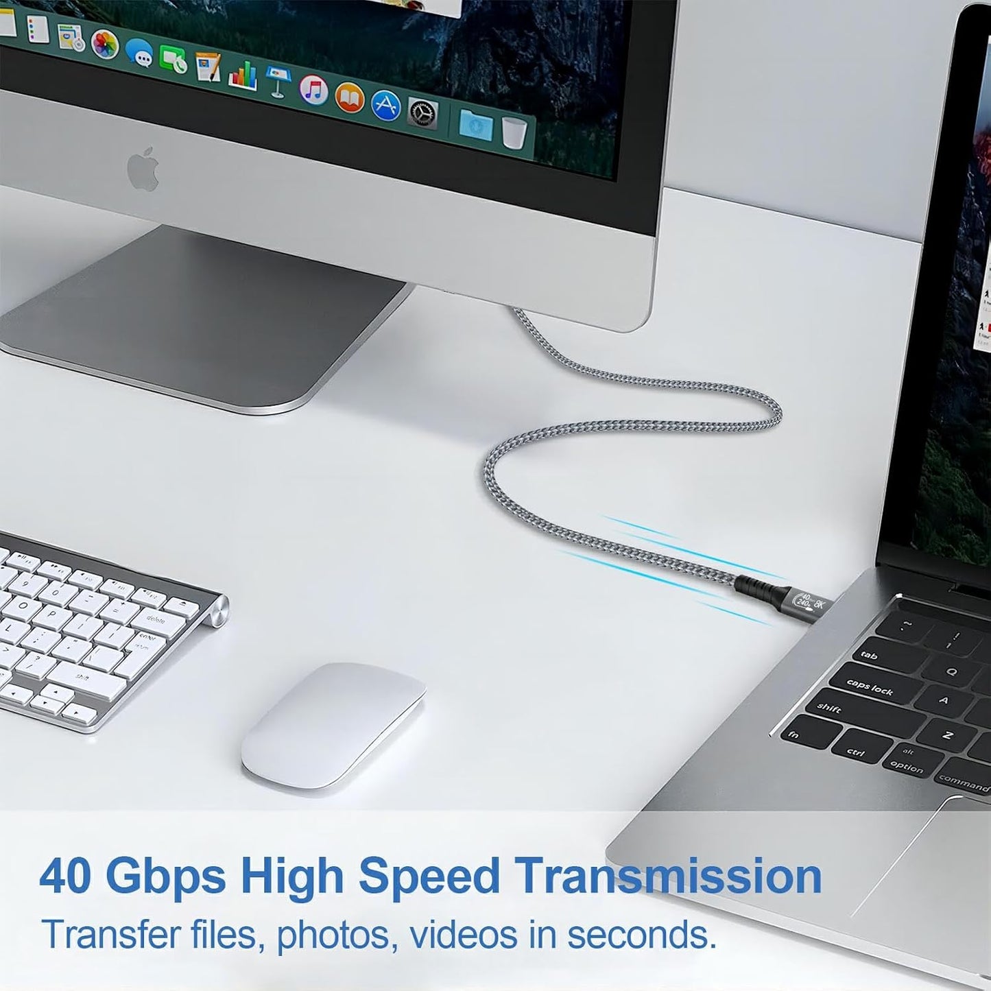 2M/6.8FT 240W USB4 Fast Charging Cable, 40Gbps USB Type C Male to Male Extension Cable, 8K@60Hz HD Display for iphone 15 Series,Samsung Galaxy,Macbook Air/Pro,Power Bank,Laptop