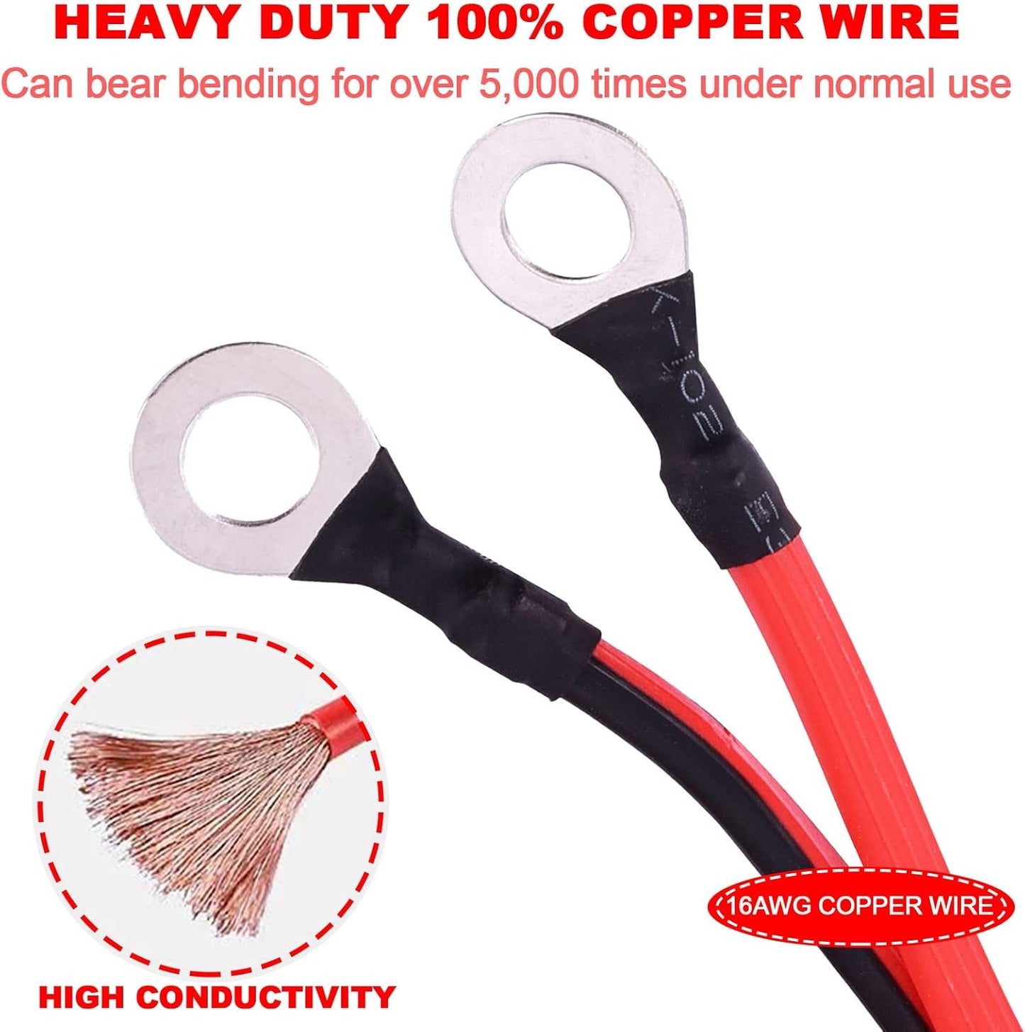 1.2M/3.94FT 12V-24V Car Cigarette Lighter Extension Cable 16AWG Car Cigarette Lighter Socket to O Ring Terminals Extension Cord with 15A Fuse for Car, Tractor,Boat,Tire Inflator