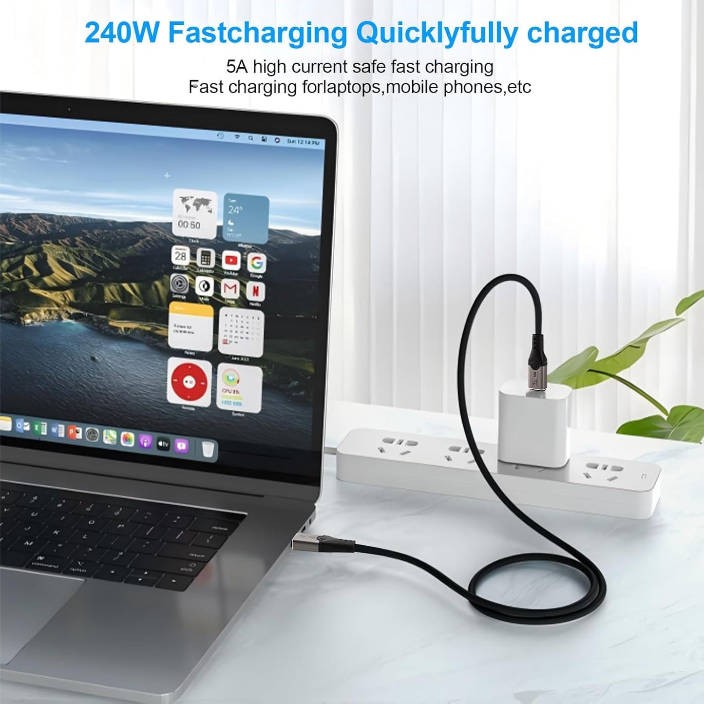 1M 80Gbps Thunderbolt 5 Cable, 240W Fast Charging USB-C to USB-C Cable, Support 120Gbps Bandwidth Boost and 16K Monitor Video Display iPhone 16/15, Thunderbolt 4/3, USB4, USB-C Devices