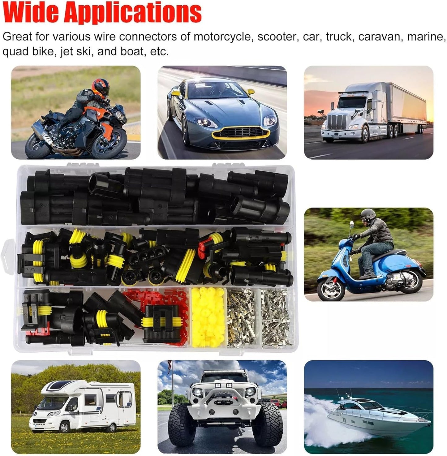708PCS Car Waterproof Electrical Connectors, 1/2/3/4/5/6 Pin Waterproof Wire Connectors Kit, Automotive Electrical Terminal Plugs and Connectors for Motorcycle, Scooter, Car, Truck, Boats