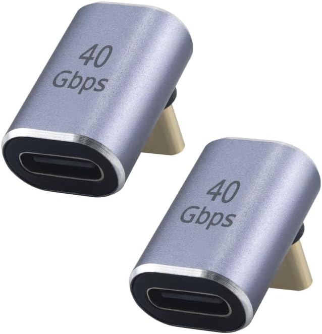 2 Pack 40Gbps USB4 Adapter, 100W Right Angle L Shape USB C Male to C Female Extende Adapter,Support 8K@60Hz Video Display for Thunderbolt 4/3, MacBook,Laptop,Phone and More