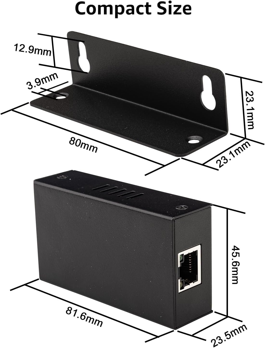 100M Desktop/Wall Mount PoE Extender, 1 to 2 PoE Extender with 10/100Mbps Speed, IEEE 802.3af/at PoE+ Standard, 1 In 2 Out 100M/328FT Signal Extende POE Repeater for PoE Camera/PoE Device