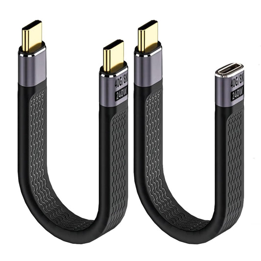 2×13CM 240W USB4.0 Short Cable, 40Gbps USB C (Male to Male+Male to Female) Cable, 48V/5A Charging Power 8K@60Hz Video Output for iPhone 15 Series,Macbook,Power Bank,Laptop,Switch and More