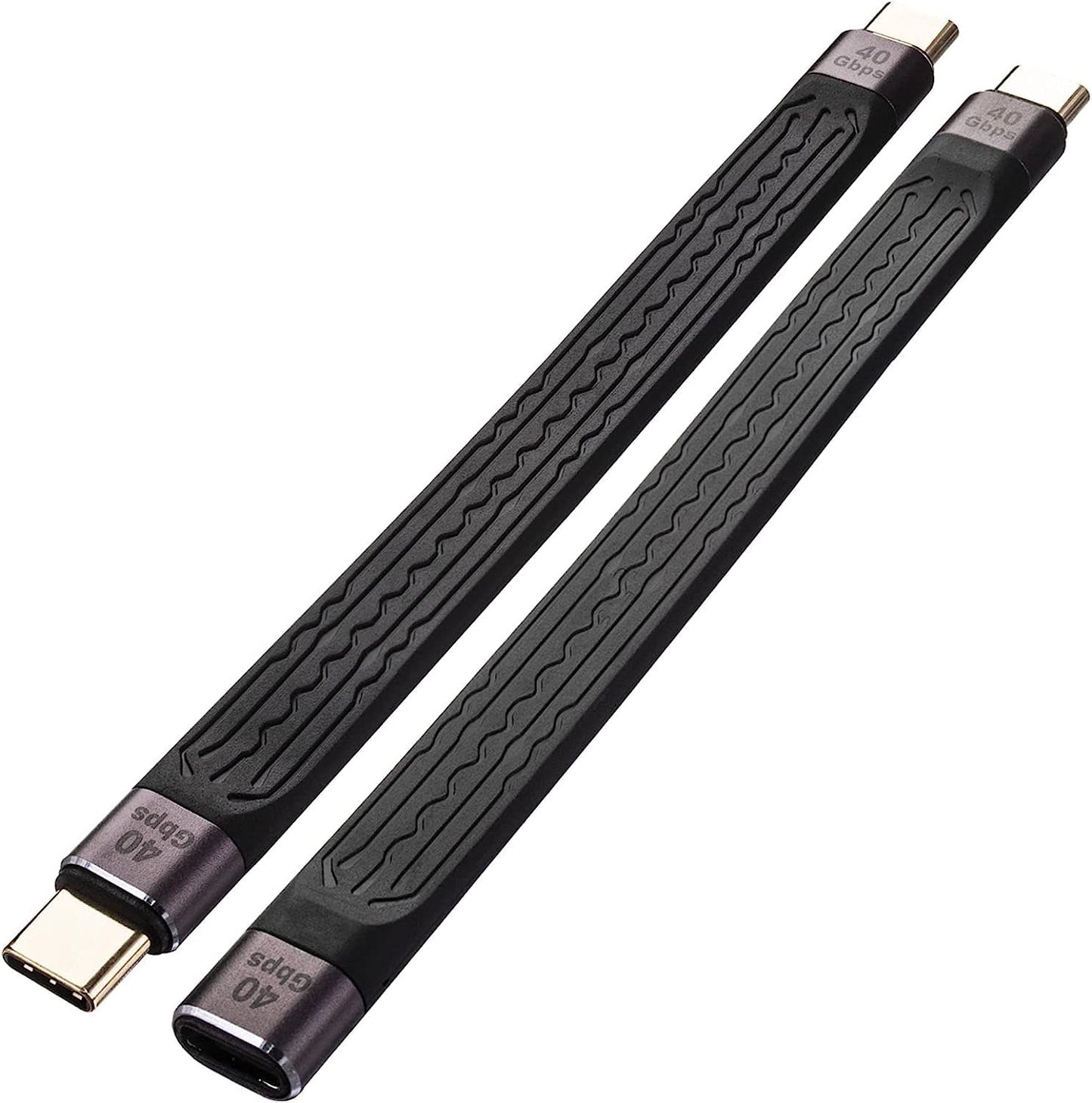 2×13CM 100W USB4.0 Short Flat Cable, 40Gbps USB Type C (Male to Male+Male to Female) Cable, 20V/5A Charging Power 8K@60Hz HD Display for iPhone 15 Series,Macbook,Power Bank,Laptop,Switch