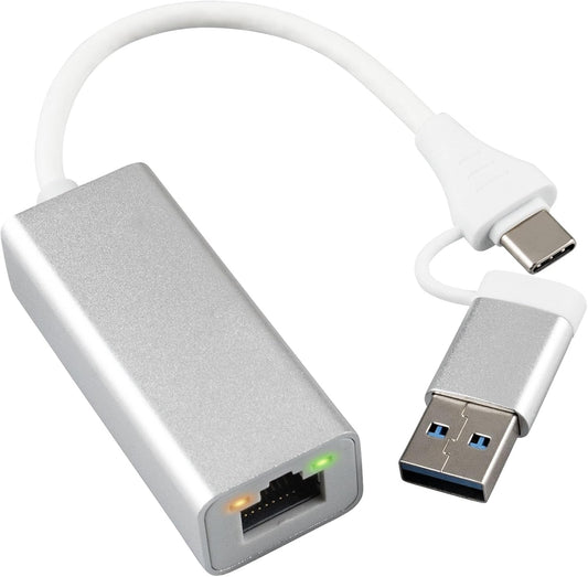 USB C to Gigabit Ethernet Adapter,Aluminum USB C to RJ45 Gigabit LAN 10/100/1000Mbps Network Adapter with USB3.0 Adapter,Driver-free forMacBook Pro, iPhone 15 Series, Steam Deck, Switch