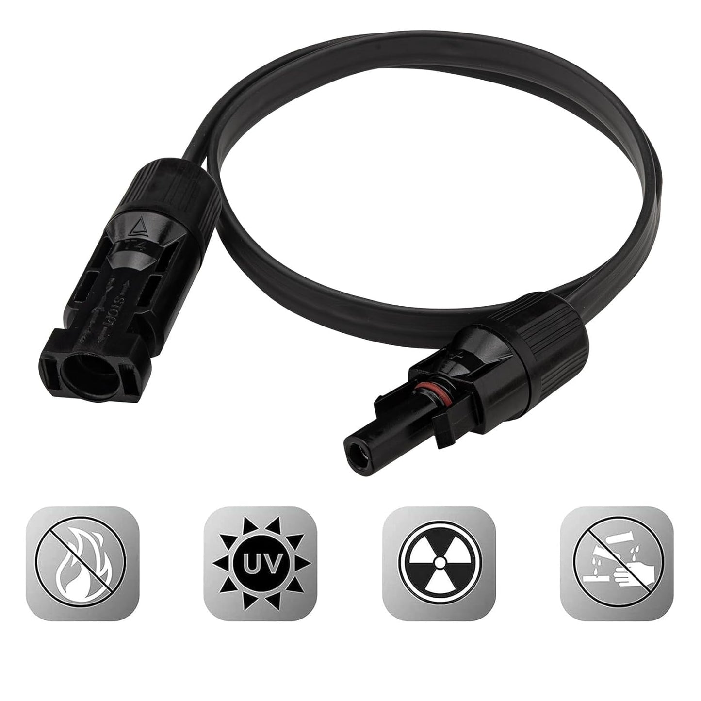 2Pair Solar Cable Feedthrough 50cm Copper Flat Connection Cable for PV Panels Balcony Window Installation 2mm² 4mm² 6mm²