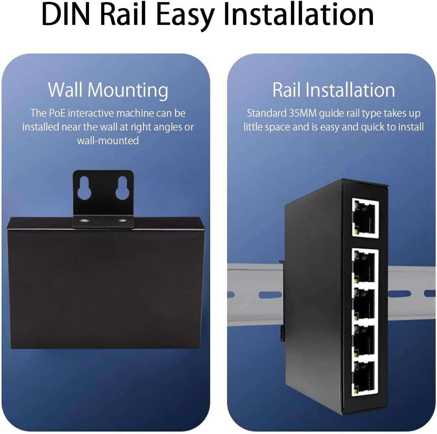 100M Desktop/Wall Mount PoE Extender, 1 to 4 PoE Extender with 10/100Mbps Speed, IEEE 802.3af/at PoE+ Standard, 1 In 4 Out 100M/328FT Signal Extende POE Repeater for PoE Camera/PoE Device