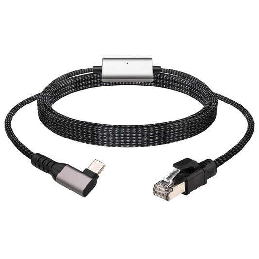2M/6.56FT 1000M Right Angle USB C to RJ45 Ethernet Cable, Type C to Gigabit Ethernet LAN Cable, No Delay for iPhone 16/15 Series, MacBook Air/Pro, iPad, Galaxy, Switch, Laptop, PC, Desktop