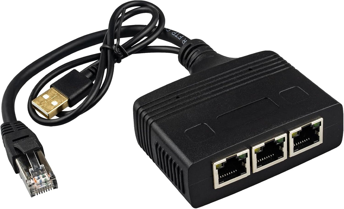 Gigabit RJ45 Network Splitter Adapter,1000Mbps 1 to 3 Ethernet Splitter LAN Network Splitter for Computer,Hub,Switch,Router,ADSL,Set-top Box,Digital TV (3 Devices Running Simultaneously)