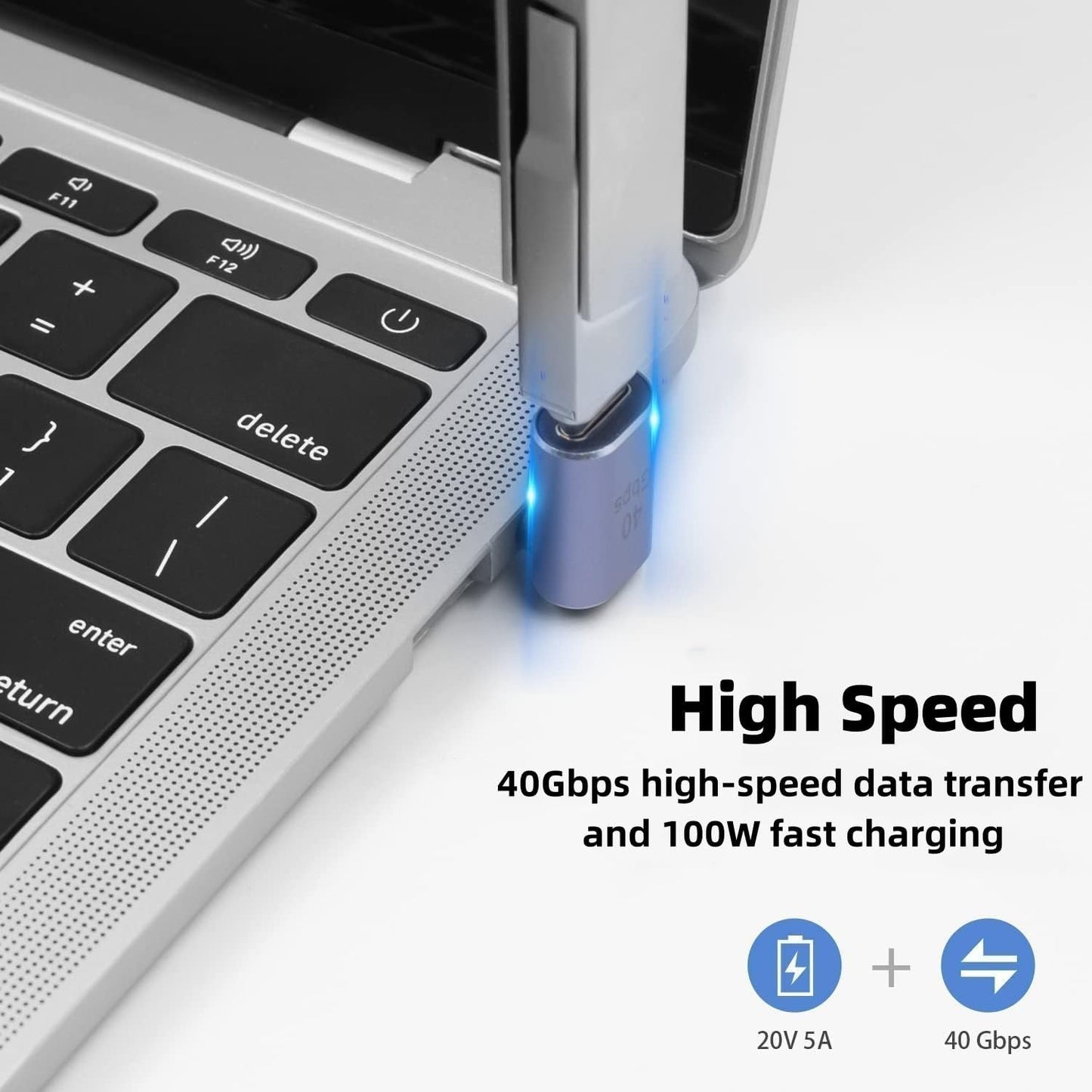 2 Pack 40Gbps USB4 Adapter, 100W Right Angle L Shape USB C Male to C Female Extende Adapter,Support 8K@60Hz Video Display for Thunderbolt 4/3, MacBook,Laptop,Phone and More