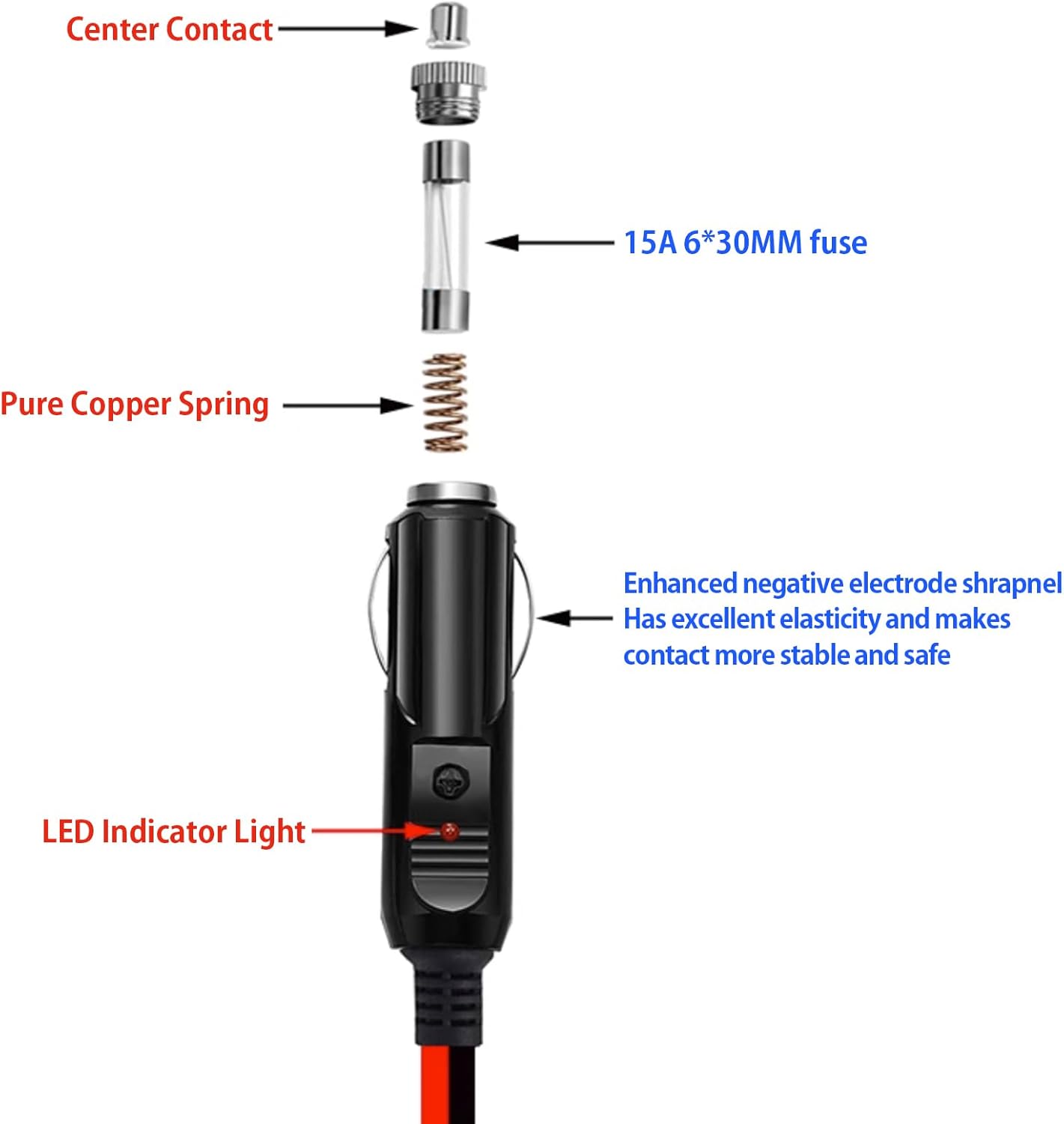 1.2M/3.94FT 12V-24V SAE to Cigarette Lighter Plug Cable 16AWG Cigarette Lighter Male to SAE 2 Pin Quick Release Plug Adapter Extension Cable for Motorcycle, Car, Tractor,Boat,Solar Panel