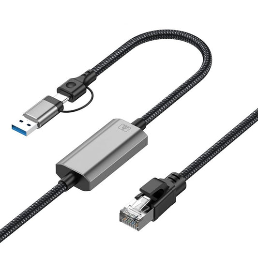 1.2M/3.94FT 1000M USB A+USB C to RJ45 Ethernet Cable, 2 in 1 USB C to Gigabit Ethernet LAN Cable, No Delay for iPhone 16/15 Series, MacBook Air/Pro, iPad, Galaxy, Switch, Laptop, PC, Desktop
