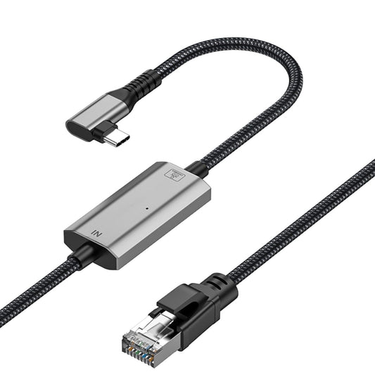 1.2M/3.94FT 1000M Right Angle USB C to RJ45 Ethernet Cable, Type C to Gigabit Ethernet LAN Cable, No Delay for iPhone 16/15 Series, MacBook Air/Pro, iPad, Galaxy, Switch, Laptop, PC, Desktop