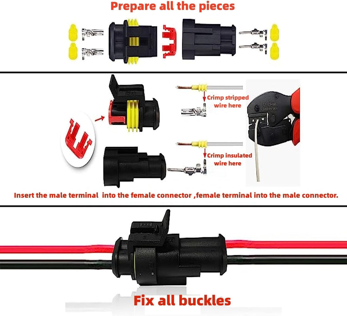 352PCS Car Waterproof Electrical Connector 1/2/3/4 Pin Waterproof Wire Connectors Kits Automotive Electrical Connectors for 1.5mm Wire of 12-24V Motorcycle Scooter Car Truck Boats