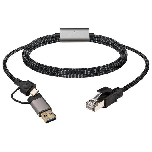 2M/6.56FT 1000M USB A+USB C to RJ45 Ethernet Cable, 2 in 1 USB C to Gigabit Ethernet LAN Cable, No Delay for iPhone 16/15 Series, MacBook Air/Pro, iPad, Galaxy, Switch, Laptop, PC, Desktop
