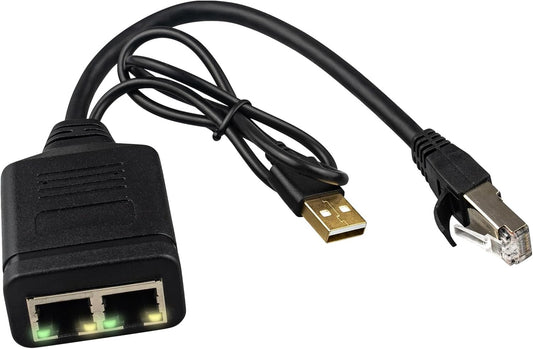 Gigabit RJ45 Network Splitter Adapter,1000Mbps 1 to 2 Ethernet Splitter LAN Network Splitter for Computer,Hub,Switch,Router,ADSL,Set-top Box,Digital TV (2 Devices Running Simultaneously)