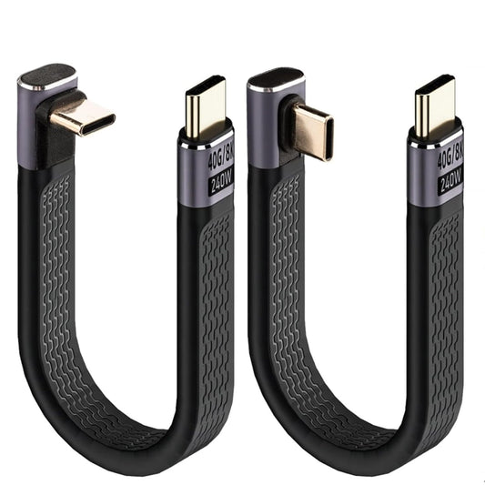 2×13CM 240W USB4.0 Short Cable, 40Gbps Right Angle USB C Male to C Male Cable, 48V/5A Charging Power 8K@60Hz Video Output for iPhone 15 Series,Macbook,Power Bank,Laptop,Switch and More