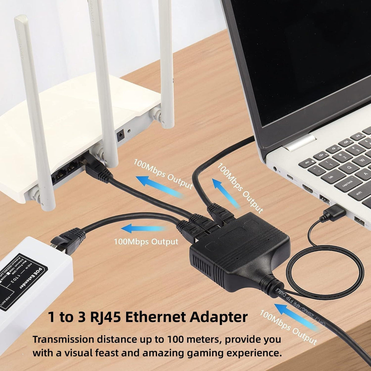 Gigabit RJ45 Network Splitter Adapter,1000Mbps 1 to 3 Ethernet Splitter LAN Network Splitter for Computer,Hub,Switch,Router,ADSL,Set-top Box,Digital TV (3 Devices Running Simultaneously)