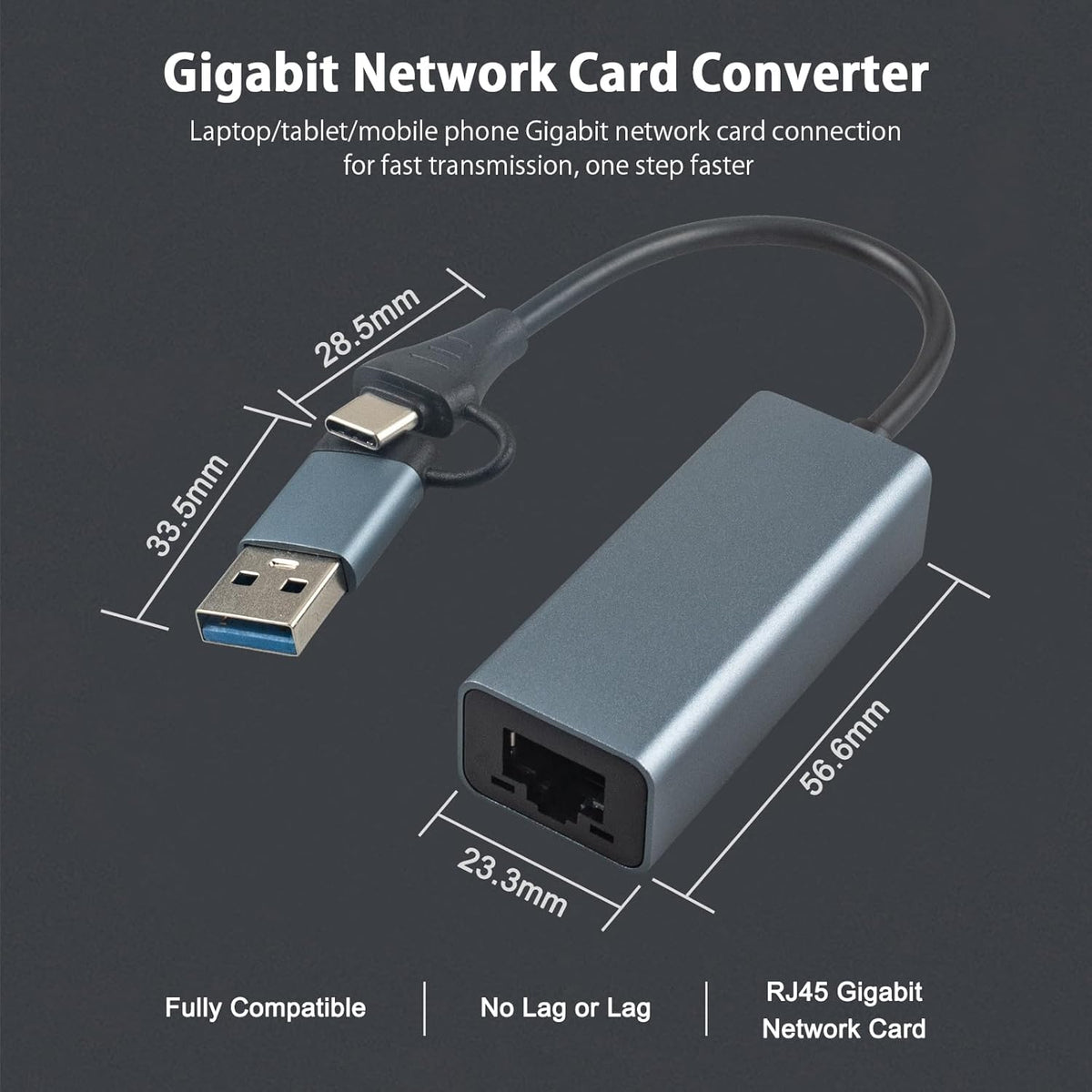 USB C to Ethernet Adapter,Aluminum USB C to RJ45 LAN 10/100Mbps Network Adapter with USB3.0 Adapter,Driver-free forMacBook Pro, iPhone 15 Series, Steam Deck, Switch and More
