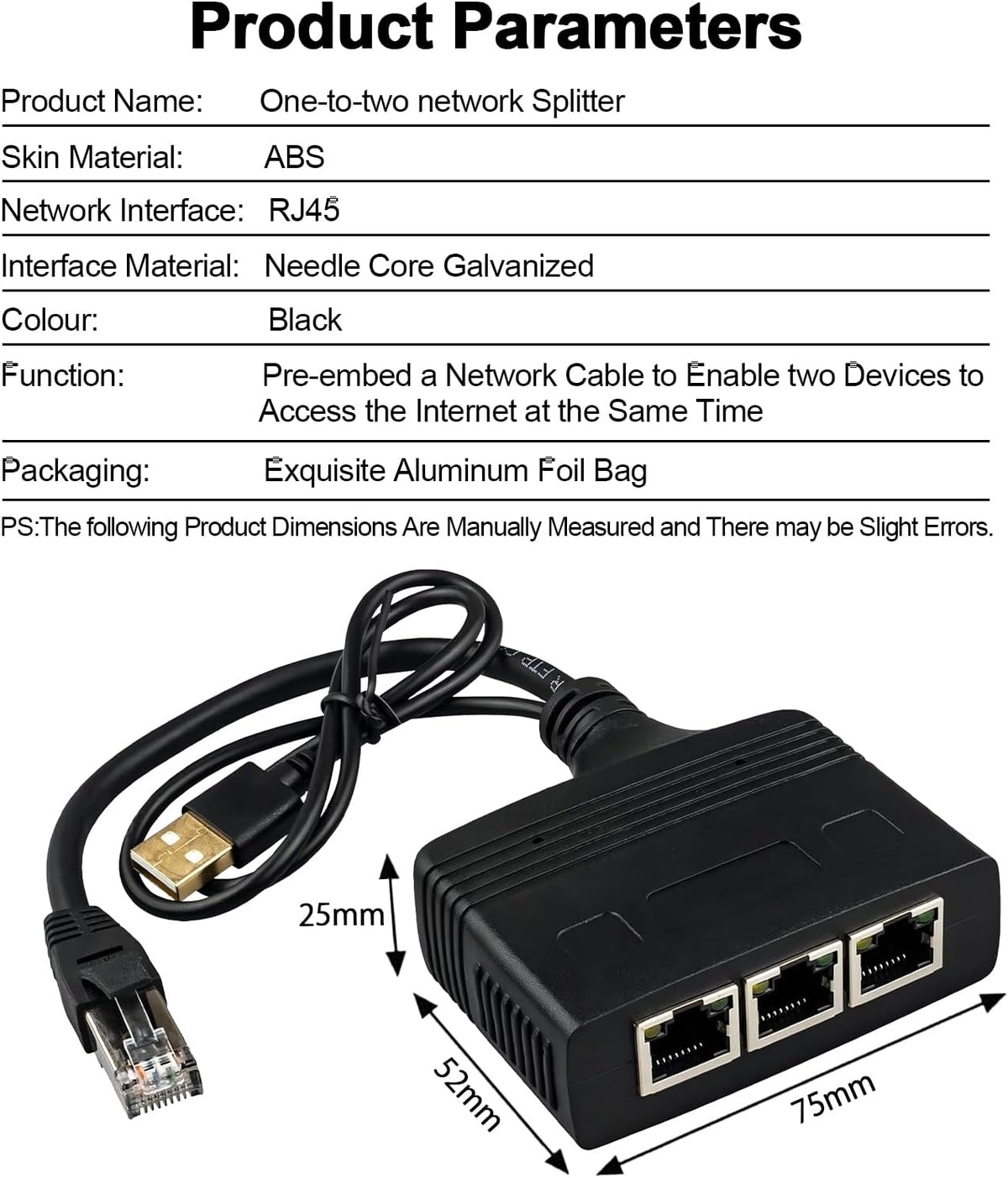 Gigabit RJ45 Network Splitter Adapter,1000Mbps 1 to 3 Ethernet Splitter LAN Network Splitter for Computer,Hub,Switch,Router,ADSL,Set-top Box,Digital TV (3 Devices Running Simultaneously)