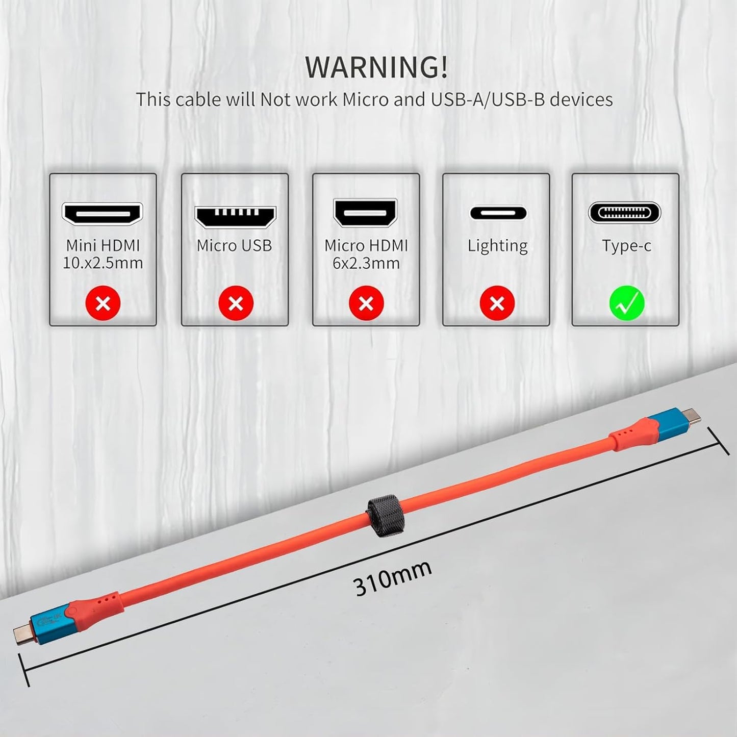 2Pack 0.3M 40Gbps USB4 Cable, 240W USB4 Gen3 Type-C Male to Male Fast Charging Short Cable, 8K@60Hz HD Display,48V/5A Safe Charging for iPhone 15/MacBook/iPad Air/Pro/Samsung Galaxy 24/23/22